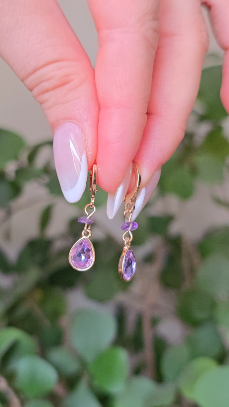 گوشواره سنگ طبیعی امیتیست💜
