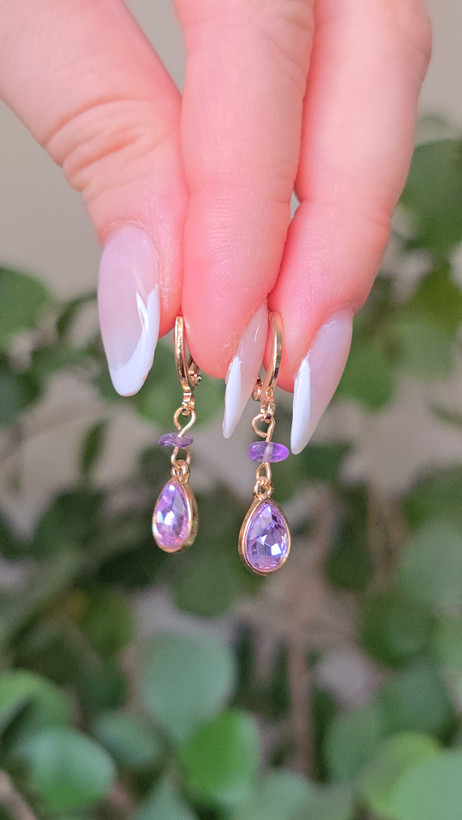 گوشواره سنگ طبیعی امیتیست💜