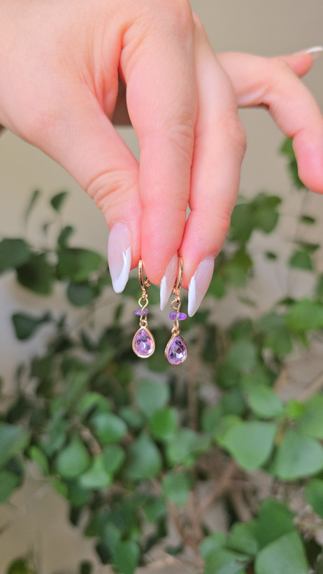 گوشواره سنگ طبیعی امیتیست💜
